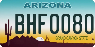 AZ license plate BHF0080