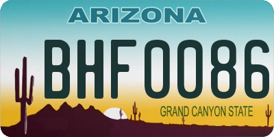 AZ license plate BHF0086