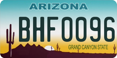 AZ license plate BHF0096