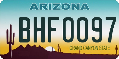 AZ license plate BHF0097