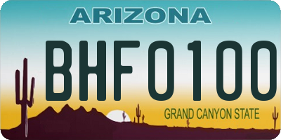 AZ license plate BHF0100