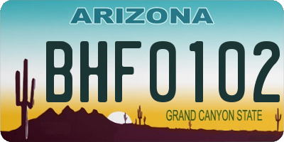 AZ license plate BHF0102