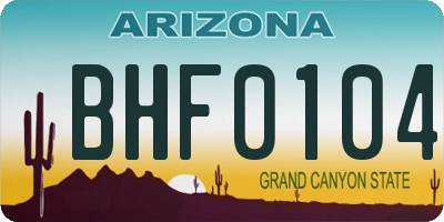 AZ license plate BHF0104