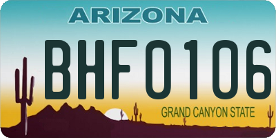 AZ license plate BHF0106