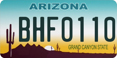 AZ license plate BHF0110
