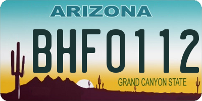 AZ license plate BHF0112