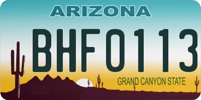 AZ license plate BHF0113