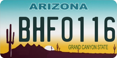 AZ license plate BHF0116