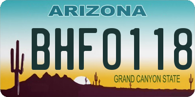 AZ license plate BHF0118