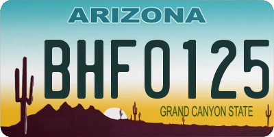 AZ license plate BHF0125