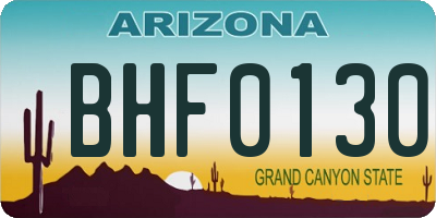 AZ license plate BHF0130