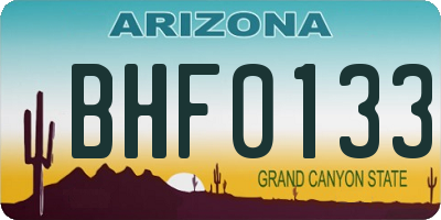 AZ license plate BHF0133