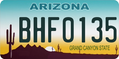 AZ license plate BHF0135