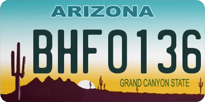 AZ license plate BHF0136
