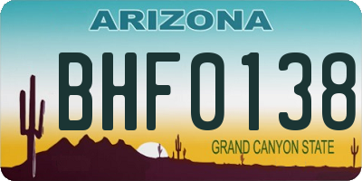 AZ license plate BHF0138