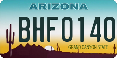 AZ license plate BHF0140