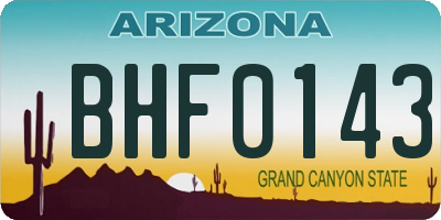 AZ license plate BHF0143