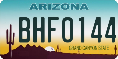 AZ license plate BHF0144