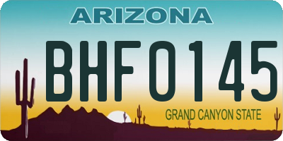 AZ license plate BHF0145