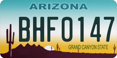 AZ license plate BHF0147