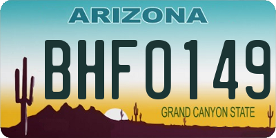 AZ license plate BHF0149