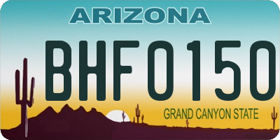 AZ license plate BHF0150