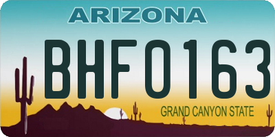 AZ license plate BHF0163