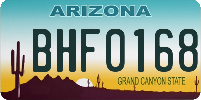 AZ license plate BHF0168