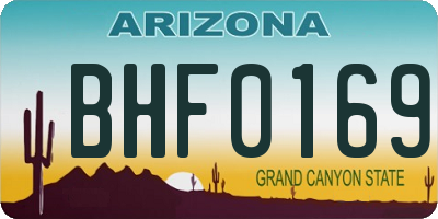 AZ license plate BHF0169