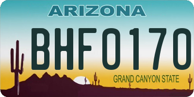 AZ license plate BHF0170