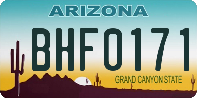 AZ license plate BHF0171