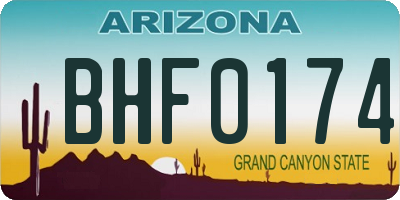AZ license plate BHF0174