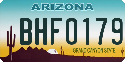AZ license plate BHF0179
