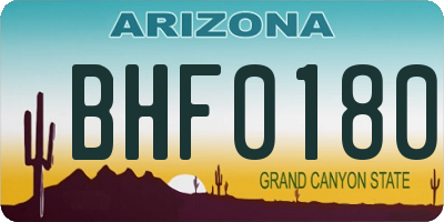 AZ license plate BHF0180