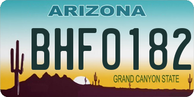 AZ license plate BHF0182