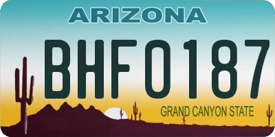 AZ license plate BHF0187