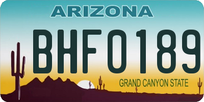 AZ license plate BHF0189