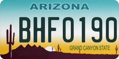 AZ license plate BHF0190