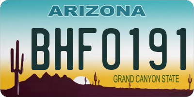 AZ license plate BHF0191