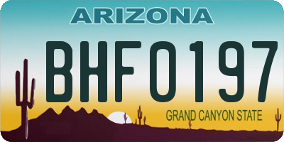AZ license plate BHF0197