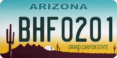AZ license plate BHF0201