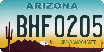 AZ license plate BHF0205