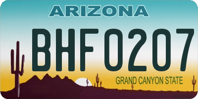 AZ license plate BHF0207