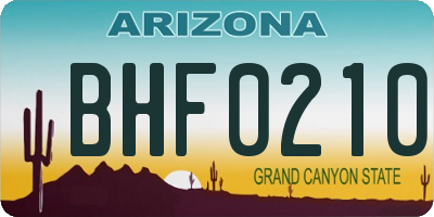 AZ license plate BHF0210