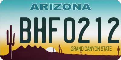 AZ license plate BHF0212