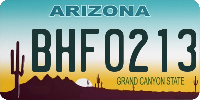AZ license plate BHF0213