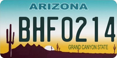 AZ license plate BHF0214