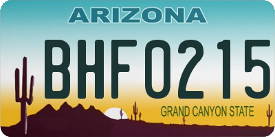 AZ license plate BHF0215
