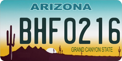AZ license plate BHF0216