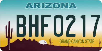 AZ license plate BHF0217